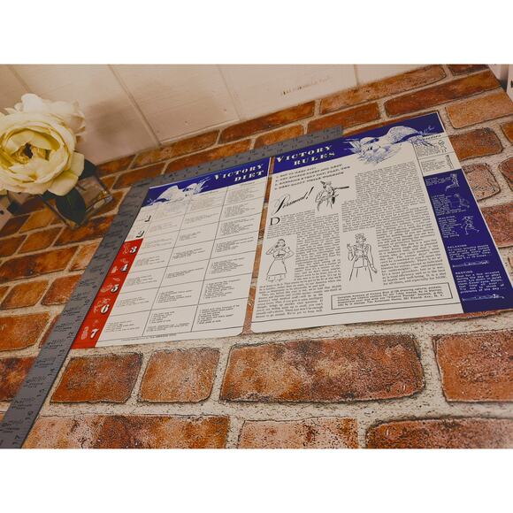 1942 Vtg "Victory Diet &‎ Rules" WWII Patriotic Food Rationing Guide Clipping - Picture 13 of 13